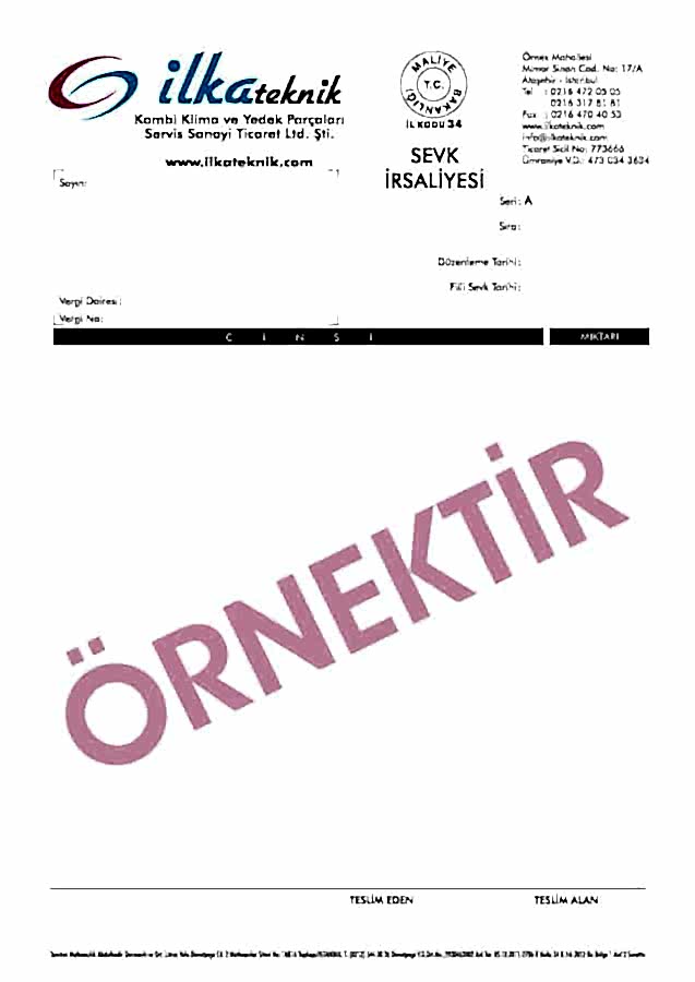 sevk irsaliyesi 3 - Sevk İrsaliyesi