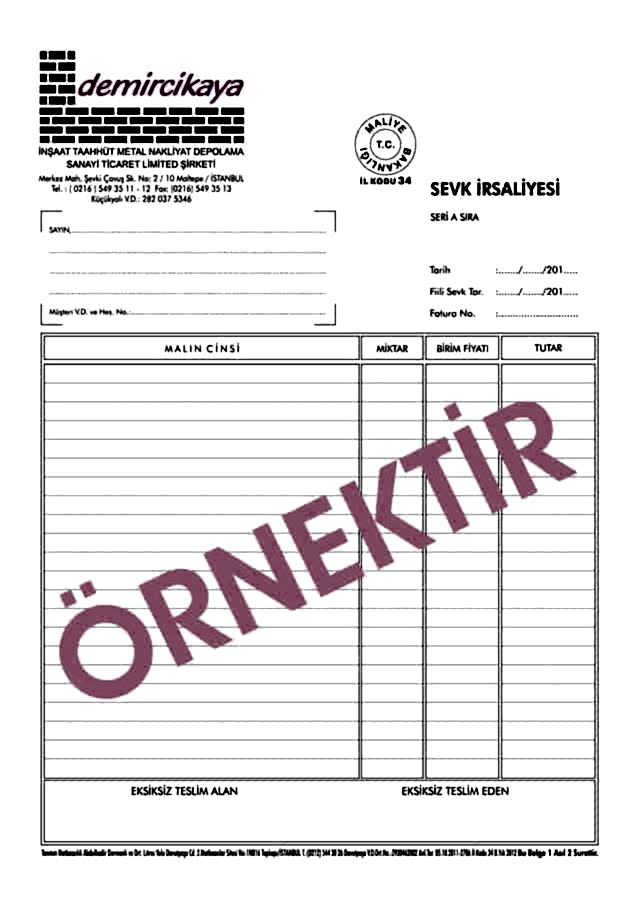 sevk irsaliyesi 9 - Sevk İrsaliyesi