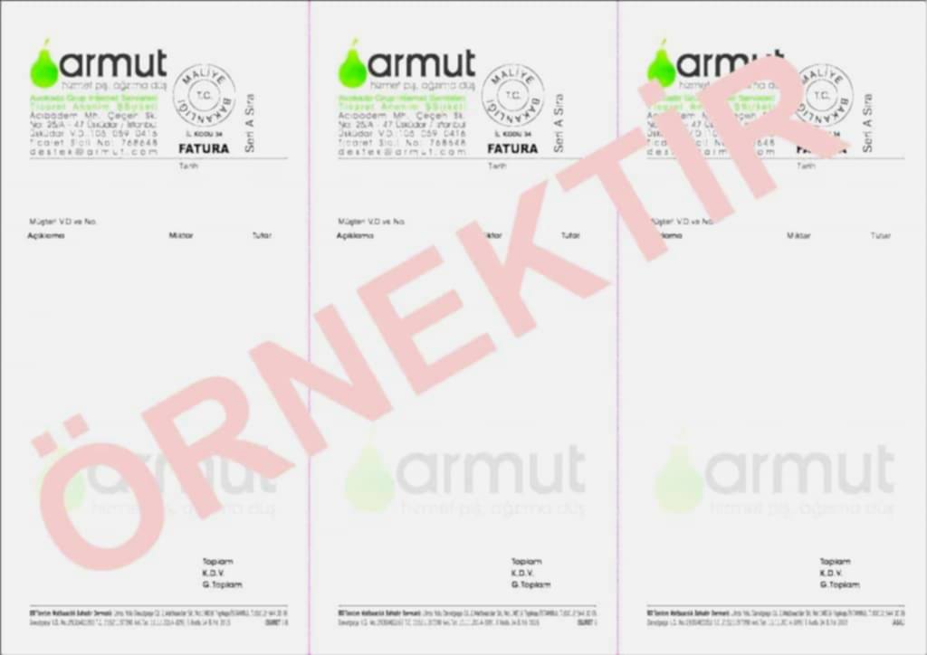 Armut 3lü Fatura 1024x724 - E-Ticaret 3'lü Fatura Basımı