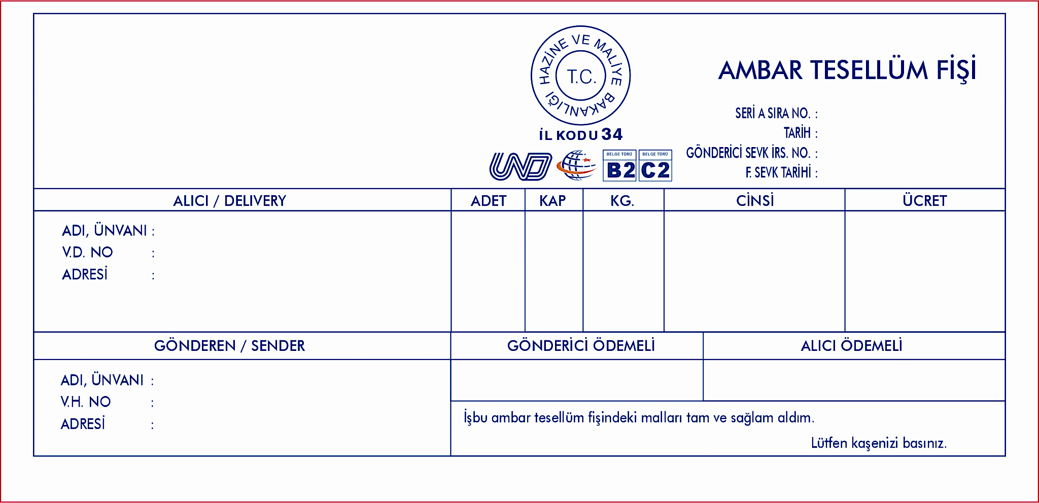 Ambar Tesellüm Fişi